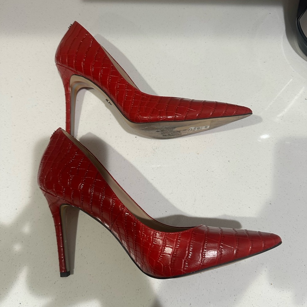 Sam Edelman Red Croc-Pattern Heels - Picture 3 of 6